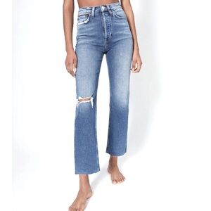 Redone 70s Ultra High Rise Stove Pipe Distressed Straight Leg Jeans 22" Size 30